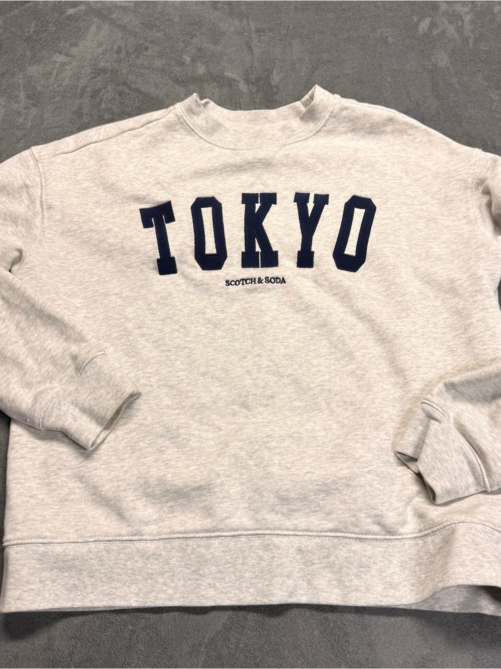 Scotch & Soda Light Gray Crewneck with Navy TOKYO Print